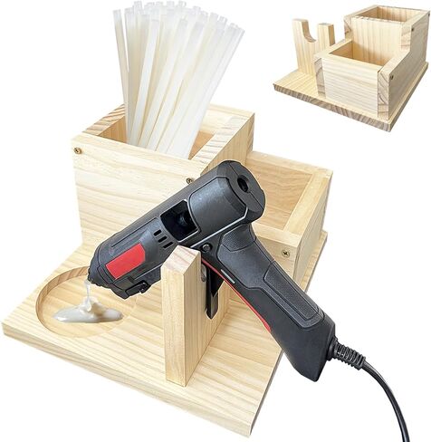 Mini Hot Glue Gun Holder Stand Sprayer Wood Rack Shelf Fixing Base Support Stand Organizer for DIY, Crafts, Home School Project KW009-Basic in Saudi Arabia