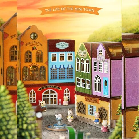 DIY Miniature Houses QH Series Architectural Town (Six-Piece Set) No-Cut Paper Components Design, Includes Transparent Dust Cover, Personalized Desktop Display in Saudi Arabia