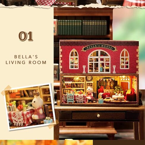 DIY Miniature Houses QH Series Architectural Town (Six-Piece Set) No-Cut Paper Components Design, Includes Transparent Dust Cover, Personalized Desktop Display in Saudi Arabia