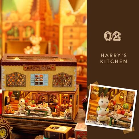 DIY Miniature Houses QH Series Architectural Town (Six-Piece Set) No-Cut Paper Components Design, Includes Transparent Dust Cover, Personalized Desktop Display in Saudi Arabia