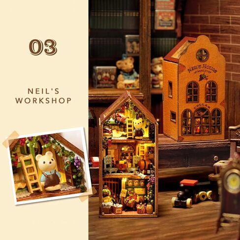 DIY Miniature Houses QH Series Architectural Town (Six-Piece Set) No-Cut Paper Components Design, Includes Transparent Dust Cover, Personalized Desktop Display in Saudi Arabia