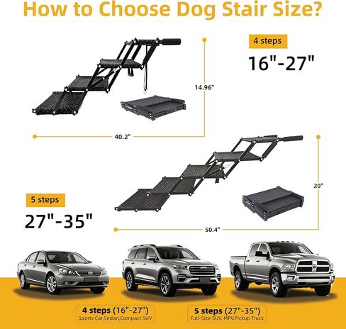 Dog Stairs 4 Steps Foldable Dog Ramp with Non-Slip Surface, Portable Dog Steps for Cars,SUV and Truck, Supports up to 250 lbs in Saudi Arabia