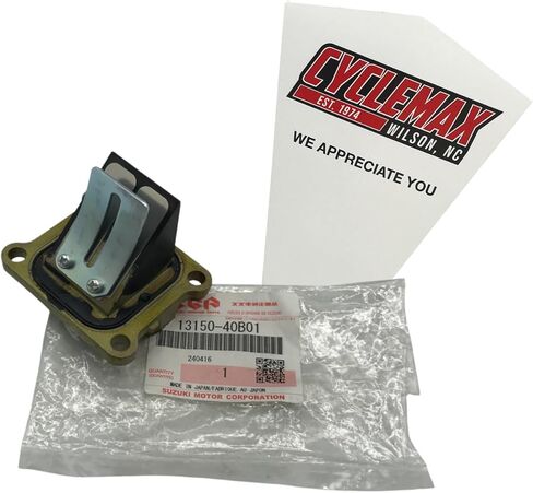 حزمة واحدة Cyclemax متوافقة مع سوزوكي 1987-06 LT80 LT 80 QUADSPORT ATV ​​REED VALVE ASSEMBLE 13150-40B01 تحتوي على مجموعة صمامات REED واحدة وقمع in Kuwait