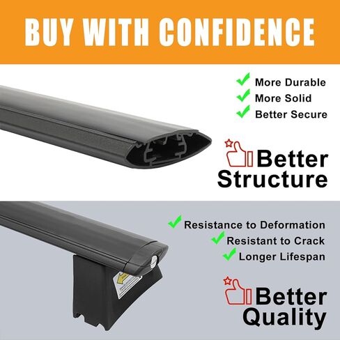 Locking Roof Rack Cross Bars for 2011-2021 Jeep Grand Cherokee with Grooved Side Rails, 260LB Heavy Duty Aluminum Cargo Bars, Anti-Theft Roof Rail Crossbars (Black) in Saudi Arabia