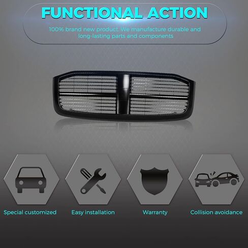 2006-2009 Compatible With Dodge Ram 1500 2500 3500 Pickup Truck Front Grille Grill Black 5JY121SPAF CH1200280 in Kuwait