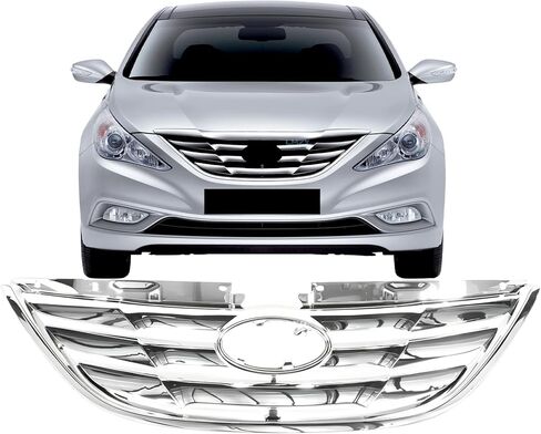Front Bumper Upper Grille Compatible with Hyundai Sonata 2011 2012 2013 Chrome ABS Radiator Grill Replacement Part Grille,HY1200154, 863503S100 in Saudi Arabia