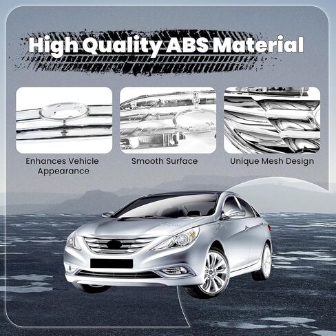 Front Bumper Upper Grille Compatible with Hyundai Sonata 2011 2012 2013 Chrome ABS Radiator Grill Replacement Part Grille,HY1200154, 863503S100 in Saudi Arabia