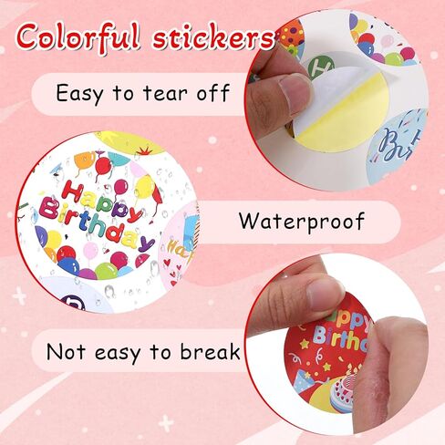 Happy Birthday Stickers 120 Pcs 2" Colorful Happy Birthday Stickers Round Self Adhesive Seal Label Sticker for Cards, Envelopes, Gift Wrapping (12 Styles) in Kuwait