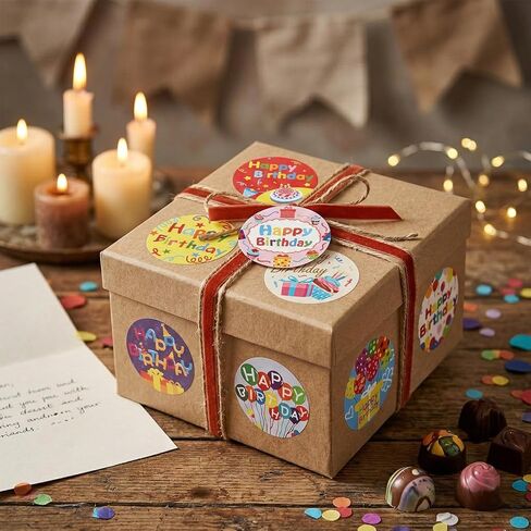 Happy Birthday Stickers 120 Pcs 2" Colorful Happy Birthday Stickers Round Self Adhesive Seal Label Sticker for Cards, Envelopes, Gift Wrapping (12 Styles) in Kuwait