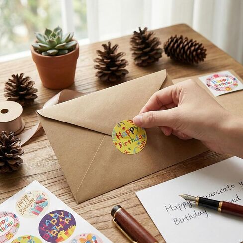 Happy Birthday Stickers 120 Pcs 2" Colorful Happy Birthday Stickers Round Self Adhesive Seal Label Sticker for Cards, Envelopes, Gift Wrapping (12 Styles) in Kuwait
