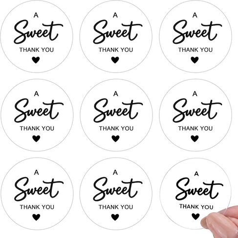 500 Pcs A Sweet Thank You Stickers 1.5 Inch Clear Black Envelope Seals Thank You Party Favor Labels Stickers for Wedding Baby Shower Birthday Gift Wrapping DIY Craft Small Business in Kuwait