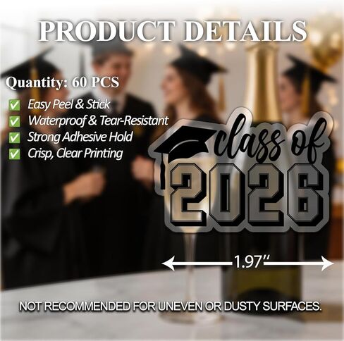 Graduation Stickers 2026, Class of 2026 Envelope Seals for Graduation Announcements, Party Favors, Gift Wrapping & Decorations, Black Waterproof Vinyl Stickers, 60 PCS 2 Inch (Black) in Saudi Arabia