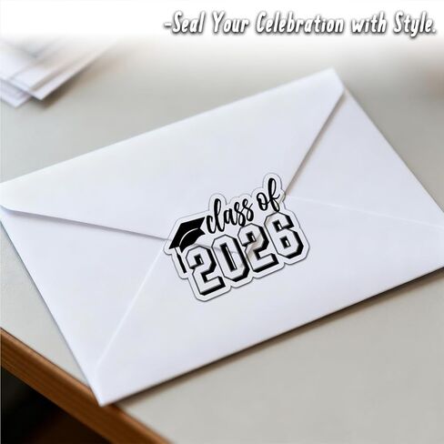 Graduation Stickers 2026, Class of 2026 Envelope Seals for Graduation Announcements, Party Favors, Gift Wrapping & Decorations, Black Waterproof Vinyl Stickers, 60 PCS 2 Inch (Black) in Saudi Arabia