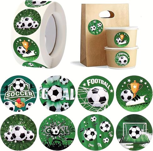 500Pcs Soccer Sticker Roll, 1 Inch Round Green Design Soccer Ball Label Stickers Self-Adhesive Sports Theme Decorative Stickers for DIY Scrapbook Classroom Teacher Incentive Envelope Seals in Saudi Arabia