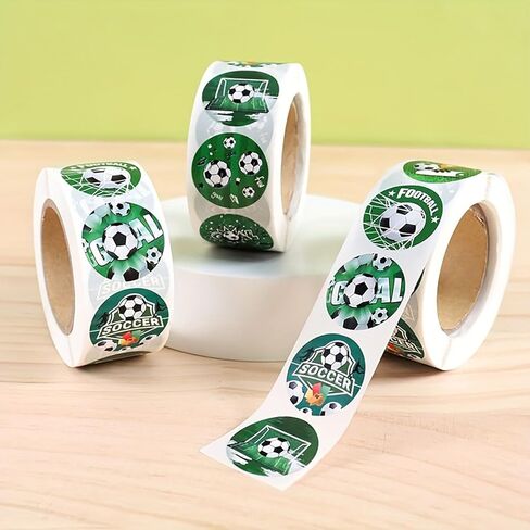 500Pcs Soccer Sticker Roll, 1 Inch Round Green Design Soccer Ball Label Stickers Self-Adhesive Sports Theme Decorative Stickers for DIY Scrapbook Classroom Teacher Incentive Envelope Seals in Saudi Arabia