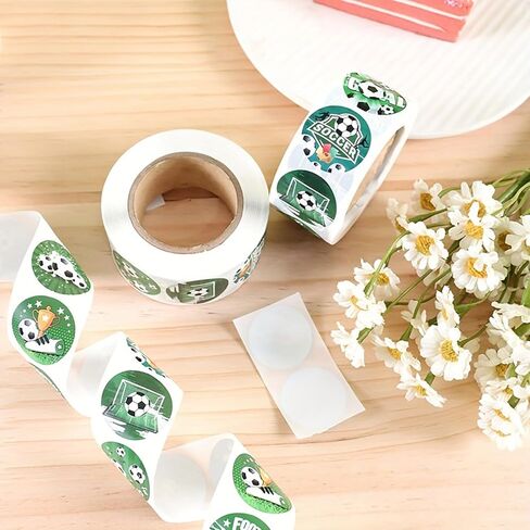 500Pcs Soccer Sticker Roll, 1 Inch Round Green Design Soccer Ball Label Stickers Self-Adhesive Sports Theme Decorative Stickers for DIY Scrapbook Classroom Teacher Incentive Envelope Seals in Saudi Arabia
