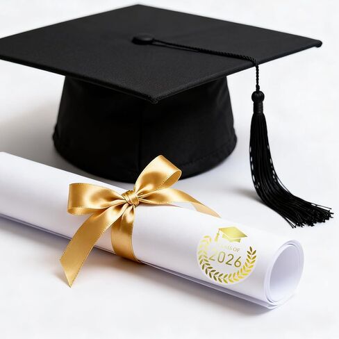120Pcs 2026 Graduation Stickers for Envelopes, 1.6" Gold Foil Class of 2026 Party Favors, Transparent Congrats Grad Stickers with Cap for School Invitation Grad Party Favors Labels in Saudi Arabia