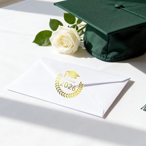 120Pcs 2026 Graduation Stickers for Envelopes, 1.6" Gold Foil Class of 2026 Party Favors, Transparent Congrats Grad Stickers with Cap for School Invitation Grad Party Favors Labels in Saudi Arabia
