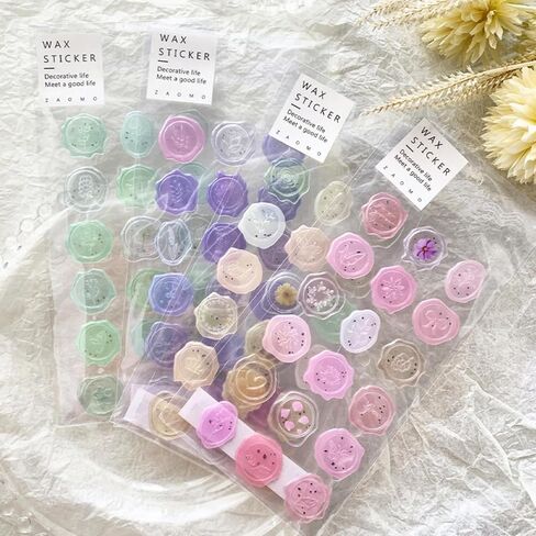 Clear Floral Wax Seal Stickers, 18 Pcs Self-Adhesive Envelope Seals for Wedding Invitations, Christmas Cards, Party Favors, Gift Wrapping, Birthday, Bridal Shower, Elegant Botanical Design in Kuwait
