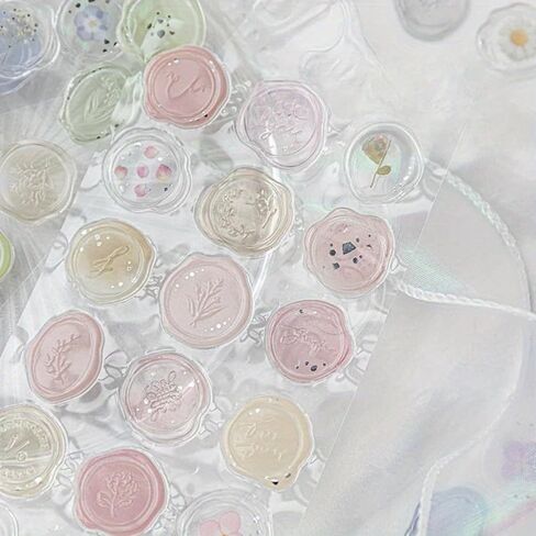 Clear Floral Wax Seal Stickers, 18 Pcs Self-Adhesive Envelope Seals for Wedding Invitations, Christmas Cards, Party Favors, Gift Wrapping, Birthday, Bridal Shower, Elegant Botanical Design in Kuwait