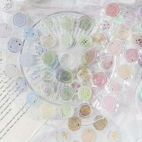 Clear Floral Wax Seal Stickers, 18 Pcs Self-Adhesive Envelope Seals for Wedding Invitations, Christmas Cards, Party Favors, Gift Wrapping, Birthday, Bridal Shower, Elegant Botanical Design in Kuwait