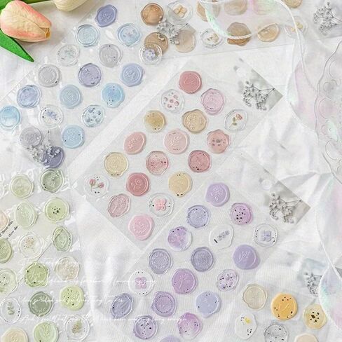 Clear Floral Wax Seal Stickers, 18 Pcs Self-Adhesive Envelope Seals for Wedding Invitations, Christmas Cards, Party Favors, Gift Wrapping, Birthday, Bridal Shower, Elegant Botanical Design in Kuwait
