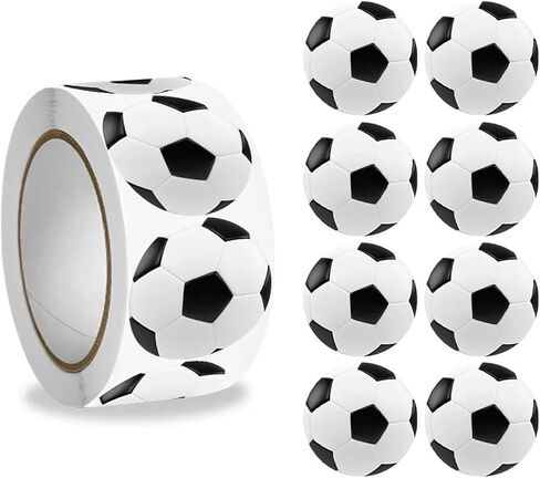 500Pcs Soccer Sticker Roll, 1 Inch Round Green Design Soccer Ball Label Stickers Self-Adhesive Sports Theme Decorative Stickers for DIY Scrapbook Classroom Teacher Incentive Envelope Seals in Saudi Arabia