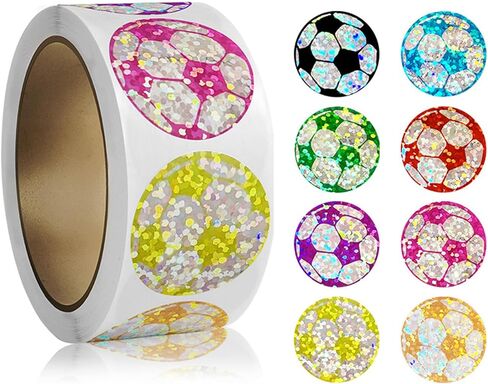 500Pcs Soccer Sticker Roll, 1 Inch Round Green Design Soccer Ball Label Stickers Self-Adhesive Sports Theme Decorative Stickers for DIY Scrapbook Classroom Teacher Incentive Envelope Seals in Saudi Arabia