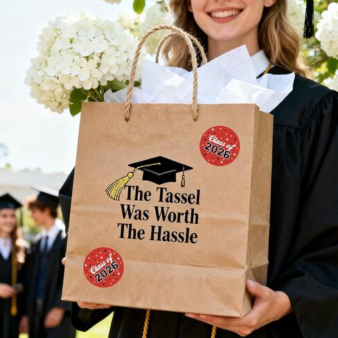 120 Pack Class of 2026 Graduation Stickers – Red Party Favor Bag Labels, 1.6 Inch Round Envelope Seals, Graduation Party Favors & Decorations (Available in Black, Red, and Blue) in Saudi Arabia