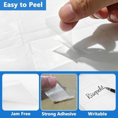 300 Pcs 1" x2-5/8 Clear 30 Up Mailing Address Labels for Laser & Inkjet Printer, Risepekt 10 Sheets Waterproof 1x2.625 30 per Sheet on US Letter, Transparent 30 per Page Return Address Stickers in Saudi Arabia