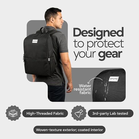 Laptop Backpack for Men 17 Inch – Work & Travel Backpack with Luggage Strap, Trolley Sleeve and Padded Compartment – Black in Saudi Arabia