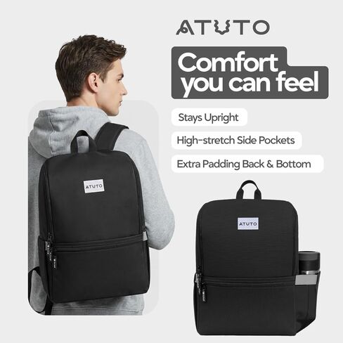 Laptop Backpack for Men 17 Inch – Work & Travel Backpack with Luggage Strap, Trolley Sleeve and Padded Compartment – Black in Saudi Arabia