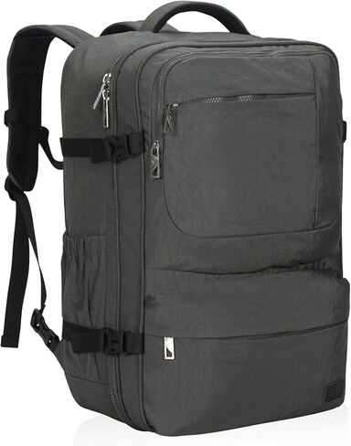 حقيبة ظهر Hynes Eagle 44L تحمل على الظهر معتمدة من شركة الطيران للرجال والنساء حقيبة ظهر كبيرة للكمبيوتر المحمول مقاس 17 بوصة من النايلون حقيبة ظهر ليلية لعطلة نهاية الأسبوع باللون الرمادي in Kuwait