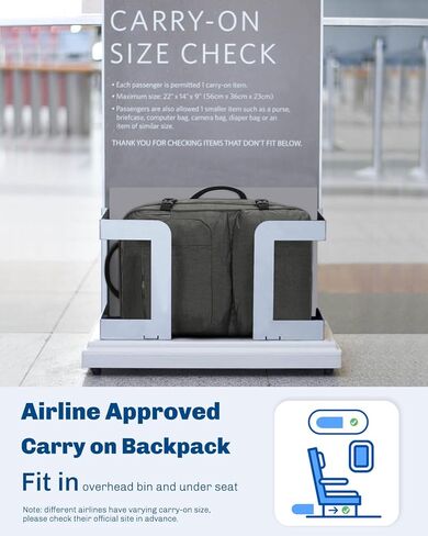 حقيبة ظهر Hynes Eagle 44L تحمل على الظهر معتمدة من شركة الطيران للرجال والنساء حقيبة ظهر كبيرة للكمبيوتر المحمول مقاس 17 بوصة من النايلون حقيبة ظهر ليلية لعطلة نهاية الأسبوع باللون الرمادي in Kuwait