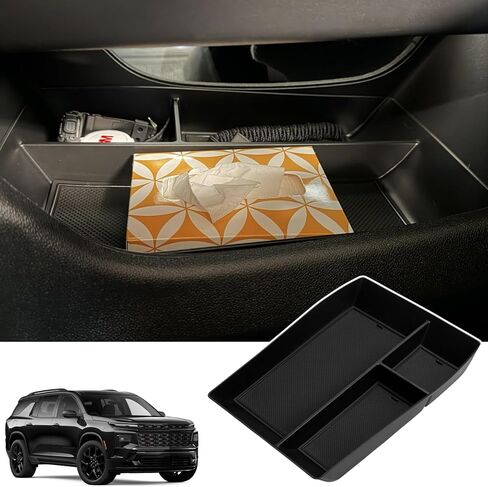 صينية تنظيم وحدة التحكم المركزية لعام 2026 2025 2024 Chevy Traverse/GMC Acadia/Buick Enclave الملحقات الداخلية - صندوق تخزين عملات معدنية لمسند ذراع وحدة التحكم المركزية - بلاستيك ABS، أسود in Kuwait
