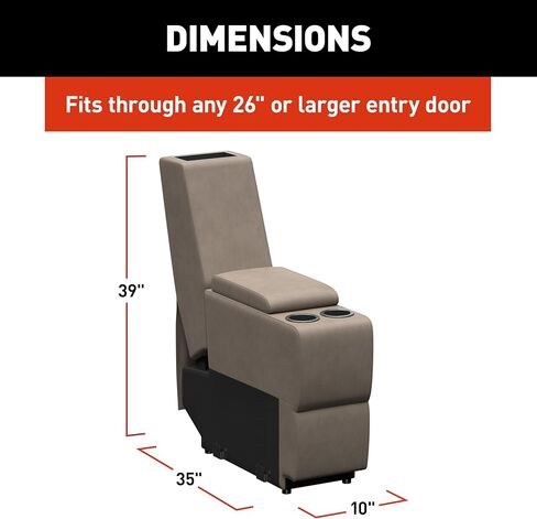 THOMAS PAYNE Signature Heritage Series Driftwood RV Theater Seating 10" Center Console with Storage Compartment, Dual Cupholders, Wireless Charging Station - 2024044098 in Saudi Arabia