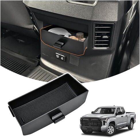 Rear Center Console Organizer for 2022-2026 Toyota Tundra SR/SR5/Limited/TRD/PRO Accessories Rear Armrest Box NOT fit Platinum, 1794 Edition, Capstone (Only Fits Models with Cubby) in Saudi Arabia