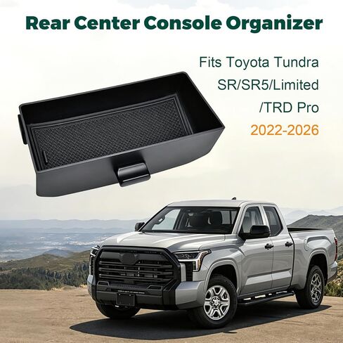 Rear Center Console Organizer for 2022-2026 Toyota Tundra SR/SR5/Limited/TRD/PRO Accessories Rear Armrest Box NOT fit Platinum, 1794 Edition, Capstone (Only Fits Models with Cubby) in Saudi Arabia