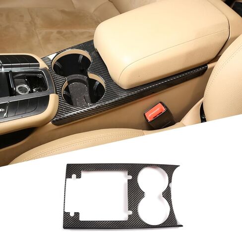 Real Carbon Fiber Center Console Teacup Storage Box Panel Frame for Porsche Macan 2014-2020 Automotive Interior Decoration Accessories (Black) in Saudi Arabia