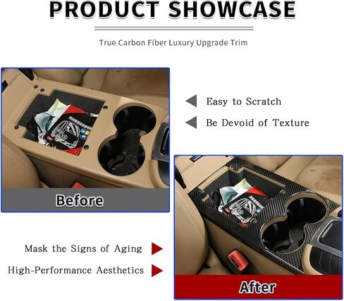 Real Carbon Fiber Center Console Teacup Storage Box Panel Frame for Porsche Macan 2014-2020 Automotive Interior Decoration Accessories (Black) in Saudi Arabia