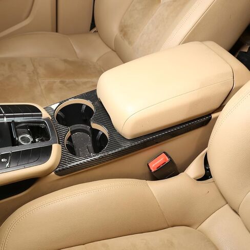 Real Carbon Fiber Center Console Teacup Storage Box Panel Frame for Porsche Macan 2014-2020 Automotive Interior Decoration Accessories (Black) in Saudi Arabia