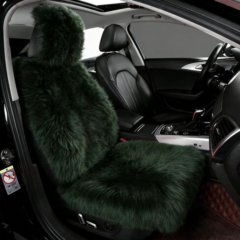 AOGELAN Sheepskin Car Seat Cover, Fluffy Fuzzy Long Wool Front Seat Covers, Universal Fits Most Car SUV Truck Minivan, Airbag Compatible (Wolf Tipped,1 Pcs) in Saudi Arabia