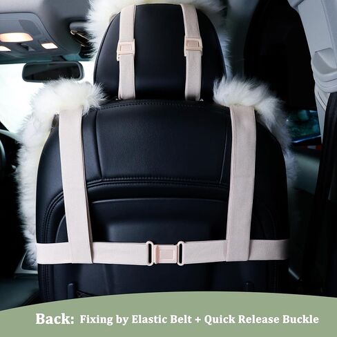 AOGELAN Sheepskin Car Seat Cover, Fluffy Fuzzy Long Wool Front Seat Covers, Universal Fits Most Car SUV Truck Minivan, Airbag Compatible (Wolf Tipped,1 Pcs) in Saudi Arabia