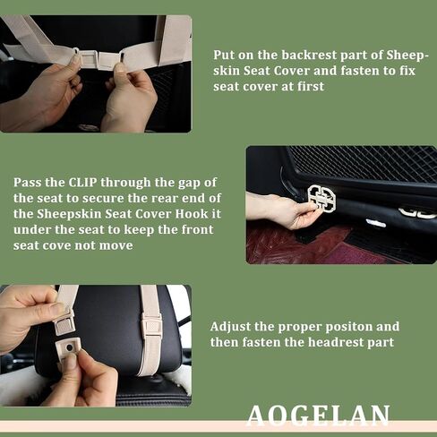 AOGELAN Sheepskin Car Seat Cover, Fluffy Fuzzy Long Wool Front Seat Covers, Universal Fits Most Car SUV Truck Minivan, Airbag Compatible (Wolf Tipped,1 Pcs) in Saudi Arabia
