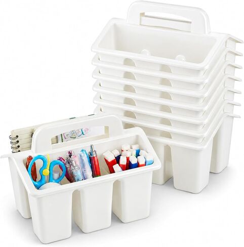8 Pack Classroom Caddy Storage Basket with Handle 4 Compartment Storage Caddy Plastic Arts Crafts Caddies Protable Classroom Craft Caddies for Kids Schools Art Craft Supplies(Black) in Saudi Arabia