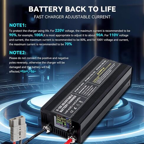 LiFePO4 Battery Charger, 14.6V High Power Charger Adjustable Voltage 0-15V & Current 0-100A, Smart Fast Battery Charger for Golf Carts,UAV,Fishing Boat and Deep Cycle Batteries（Anderson） in Saudi Arabia