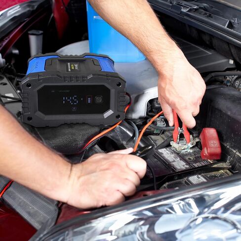 بطارية Mighty Max 12V/24V 10Amp شاحن أوتوماتيكي ذكي وصيانة مع استعادة وإزالة الكبريت ووضع الشتاء للسيارة وRV والقارب والشاحنات والدراجات النارية - ليثيوم، AGM، SLA، جل، رطب، دورة عميقة in Kuwait