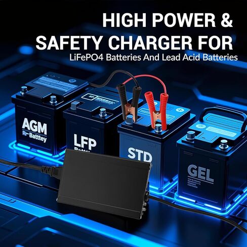 LiFePO4 Battery Charger 14.6V 20A, LiFePO4 Battery Charger with Anderson Connector, Built-in Cooling Fan for Lead-Acid & Lithium Batteries in Saudi Arabia