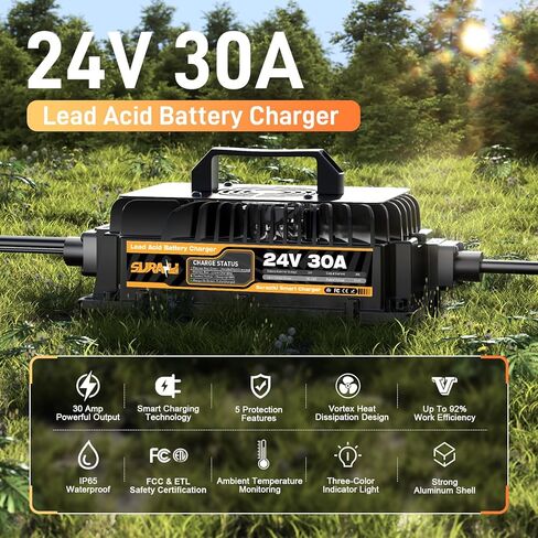 Suraziki 24V 30Amp Forklift Charger, 24V Lead Acid Battery Charger for Pallet Jack/Floor Scrubber, with Anderson50A and 175A Connector in Saudi Arabia