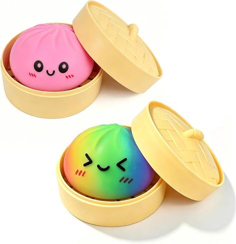 Blue and Clear Dumpling Squishies New Mystery Glitter Squishies Dumpling with Box Stress Relief Balls Sensory Toys Desk Squeeze Toys Gift(2PCS) in Saudi Arabia